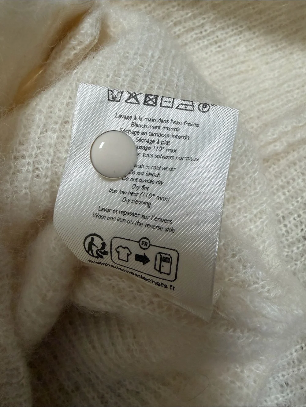 SEZANE Barry Ivory Ecru Mohair Alpaca Blend Cardigan Sweater V Neck Size XS - Picture 12 of 13